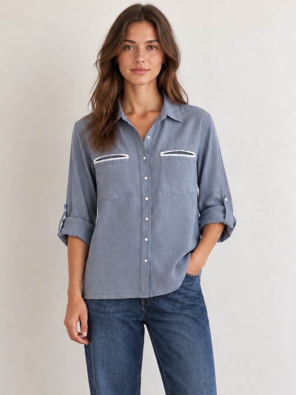 Calvin Klein Jeans Blue Stripe 100% Cotton Button Down Shirt M